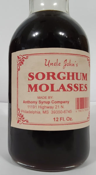 Uncle Johns Sorghum Molasses Syrup 12 Fluid Oz Glass Bottle