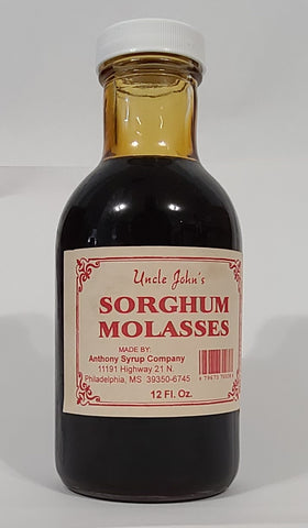 Uncle Johns Sorghum Molasses Syrup 12 Fluid Oz Glass Bottle