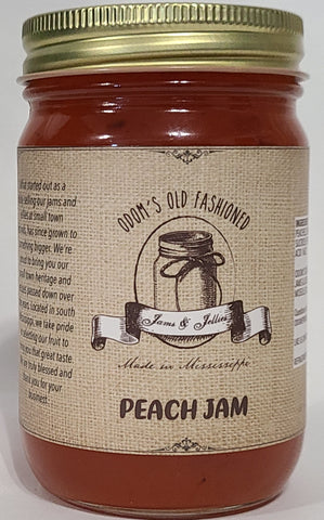Peach Jam in Glass Jar 16 oz net wt