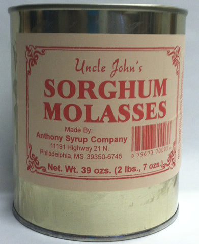 Uncle Johns Sorghum Molasses in a Metal 30 FL Ozs Can Weight 2lb 70z