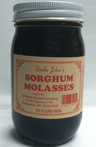 Uncle Johns Sorghum Molasses Syrup 15 Fluid Oz Glass Jar