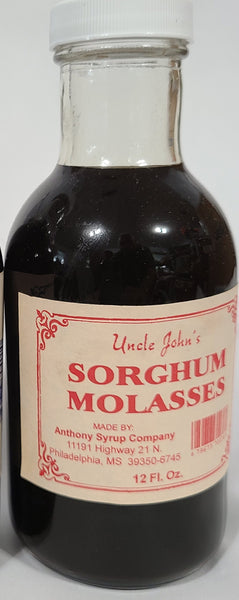 Uncle Johns Sorghum Molasses Syrup 12 Fluid Oz Glass Bottle