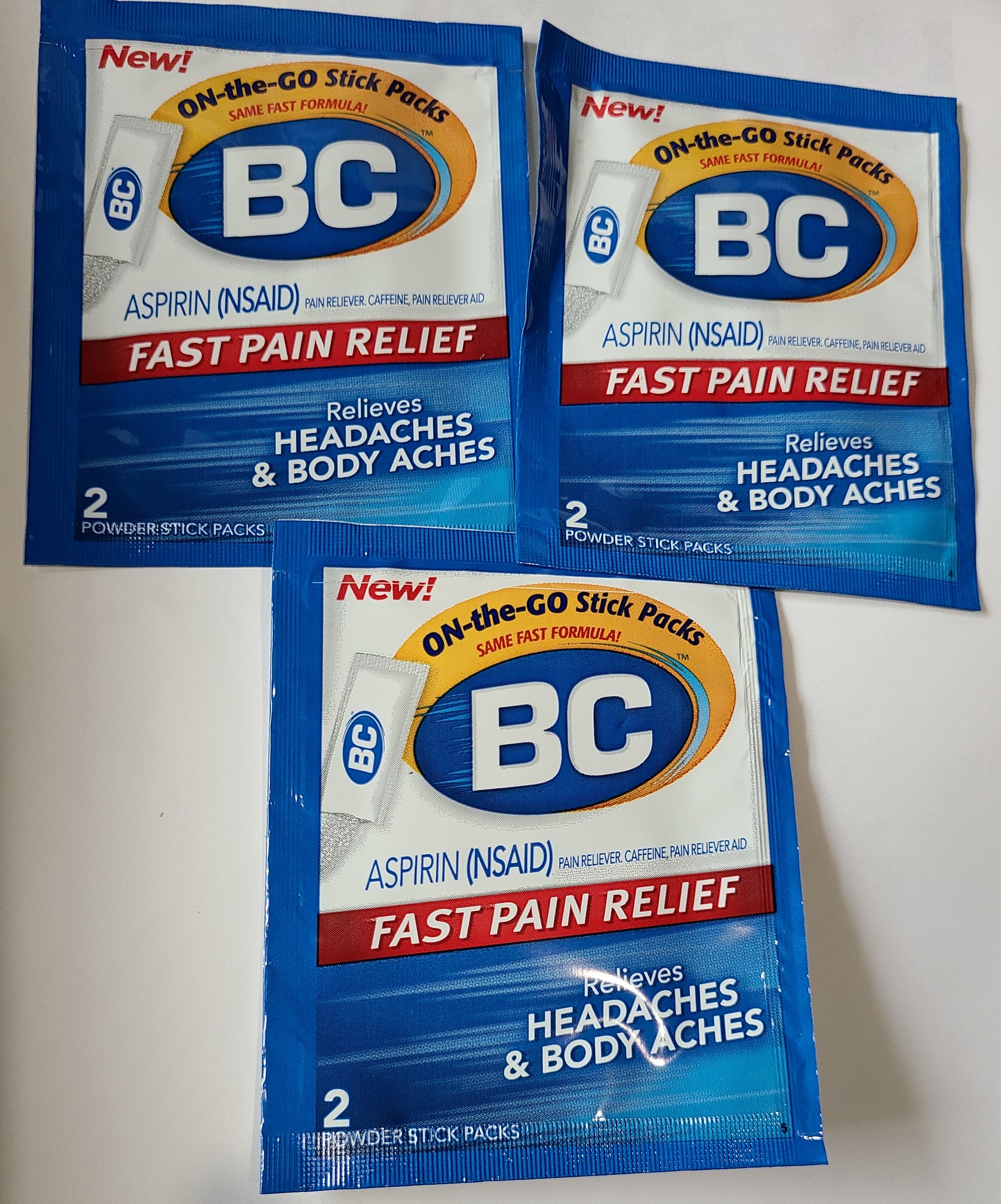 BC Powder Sampler Fast Pain Relief two power stick packs( 3-Pack 6 Powders)