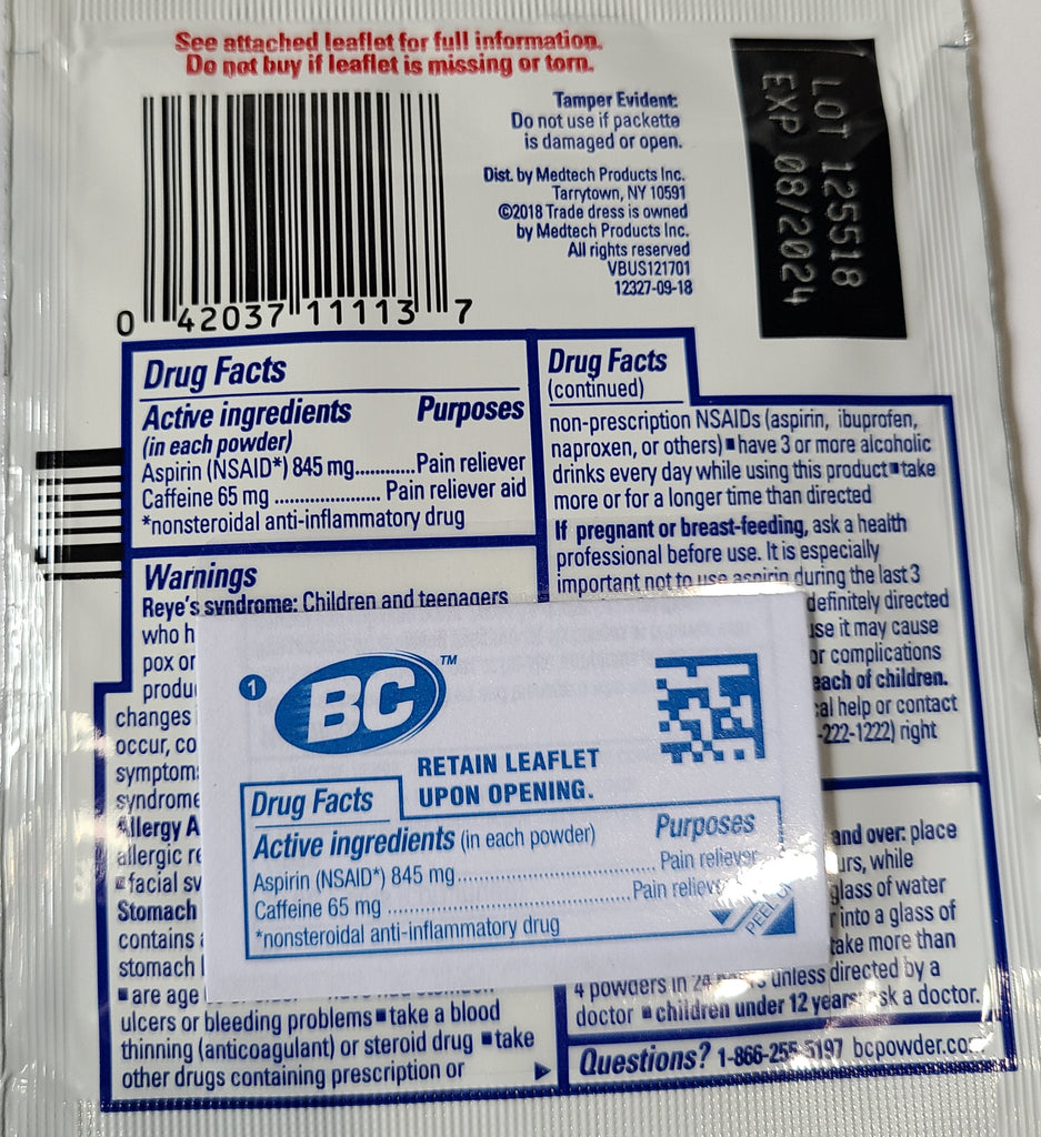 Mini Bc Powder BC Powder Sampler Fast Pain Relief two power stick packs( 3-Pack 6 Pow ...