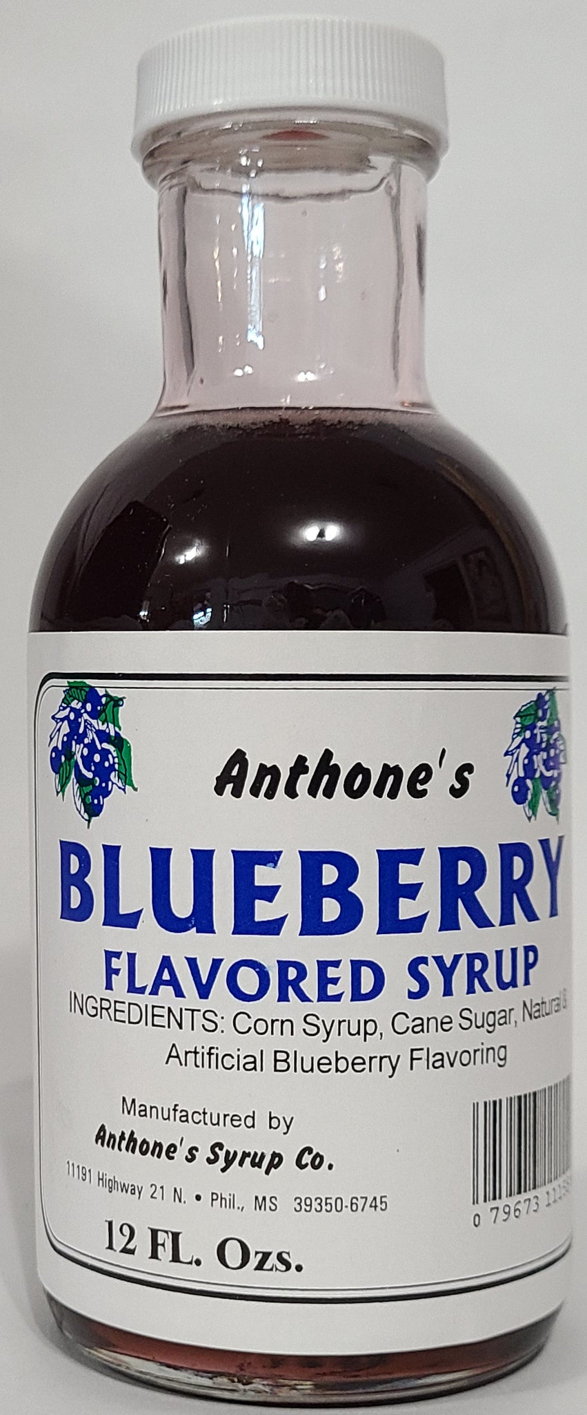 Anthone's Black berry blended Syrup in a 12 Fluid Oz Glass Bottle