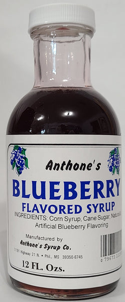 Anthone's Black berry blended Syrup in a 12 Fluid Oz Glass Bottle