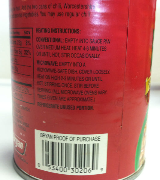 Bryan Chili With Beans the Flavor of the South Two 15 Oz Cans
