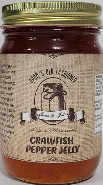 Crawfish Pepper Jelly 16 oz Net Wt Size by Odom Jelly & Jam Farm