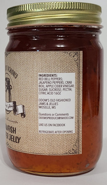 Crawfish Pepper Jelly 16 oz Net Wt Size by Odom Jelly & Jam Farm