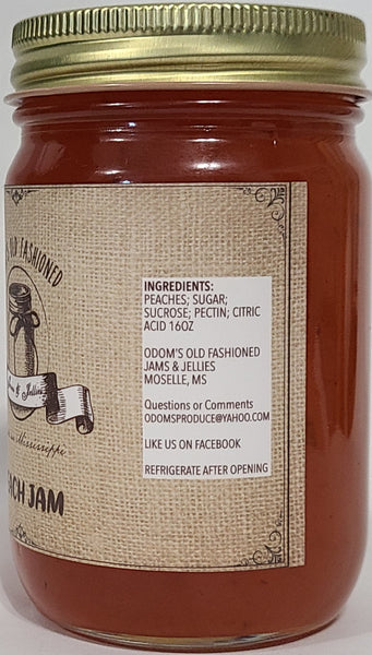 Peach Jam in Glass Jar 16 oz net wt