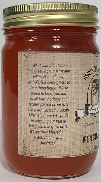 Peach Jam in Glass Jar 16 oz net wt