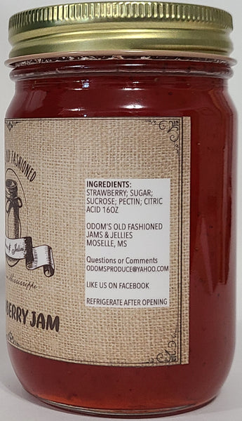 Strawberry Jam in Glass Jar 16 oz net wt