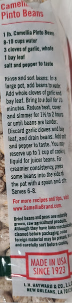 Camellia Pinto  Beans in a one pound package